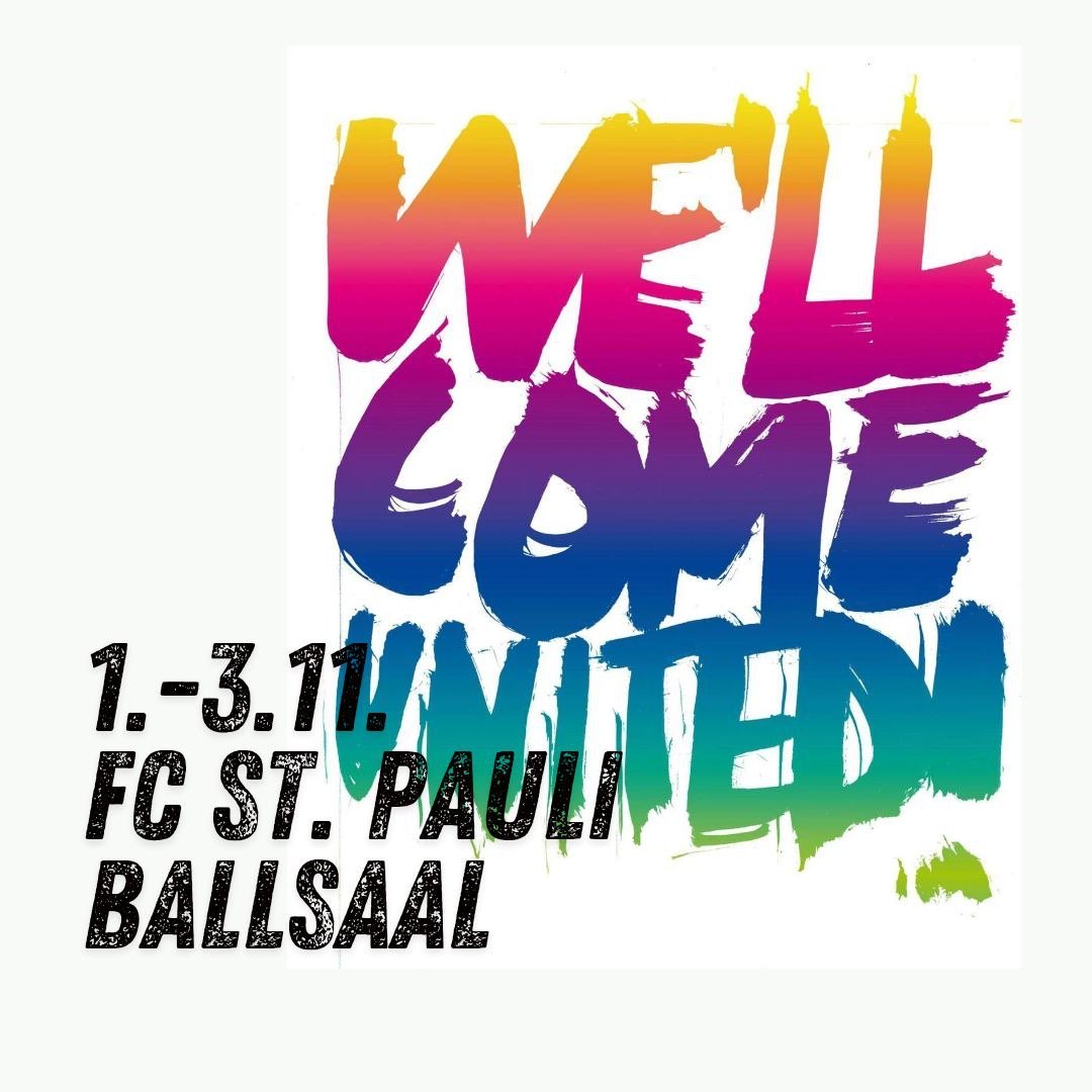 Grafik: We'llcome United 1.-3.11. FC St.Pauli Ballsaal